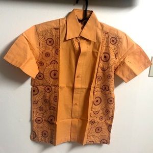 Men’s Yellow half sleeve shirt. Hand print.